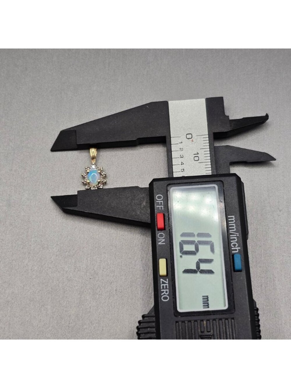 Vintage 10k Gold Opal Diamond Pendant Sunburst Halo Genuine Gemstone Signed - Picture 8 of 14